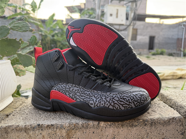Women's Black/Red Running weapon Air Jordan 12 Shoes 012